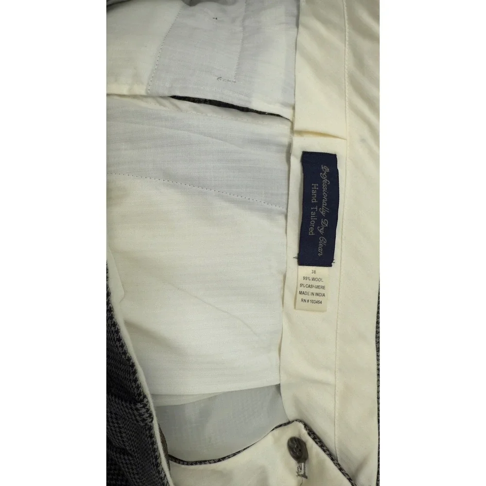 Brennan‎ & Amerigo Mens Wool Cashmere Houndstooth Pleated Cuffed Dress Pants 38